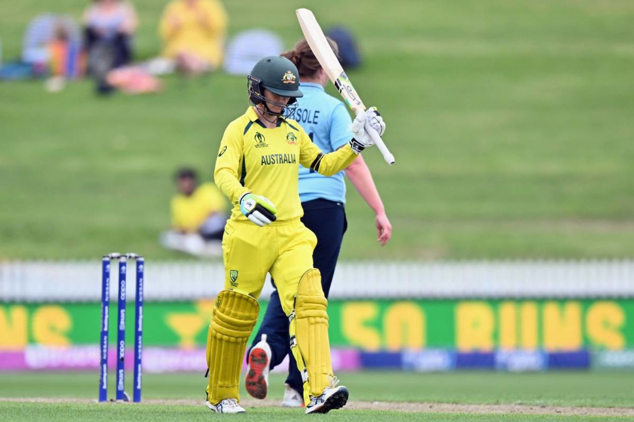 Rachael Haynes celebrates her half-century, Australia v England, Women's World Cup, Hamilton, March 5, 2022




 
  
 

 
 
 
