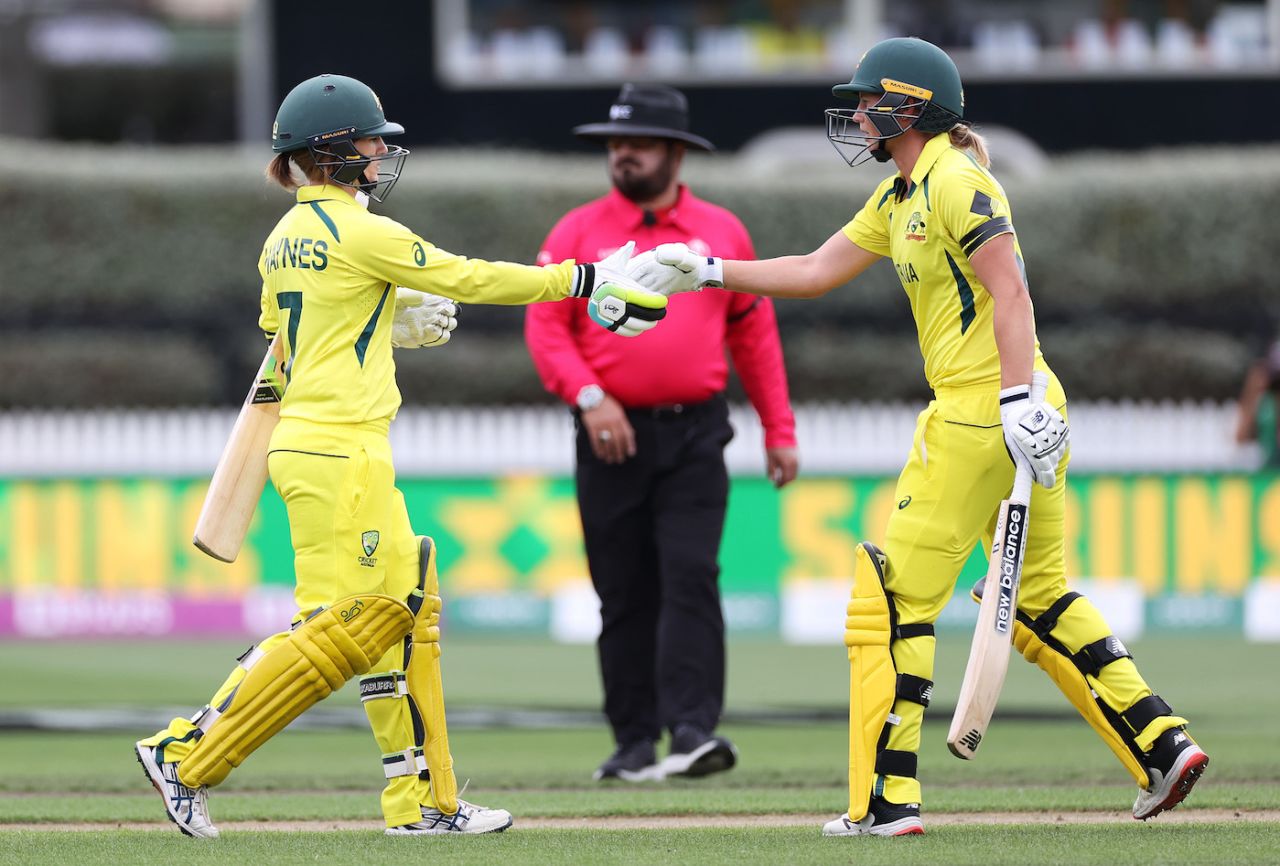 Rachael Haynes and Meg Lanning put on a massive century stand, Australia v England, Women's World Cup, Hamilton, March 5, 2022