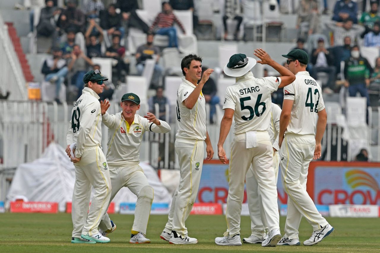 Pat Cummins broke a mammoth second-wicket stand with the wicket of Imam-ul-Haq, Pakistan vs Australia, 1st Test, Rawalpindi, 2nd day, March 5, 2022