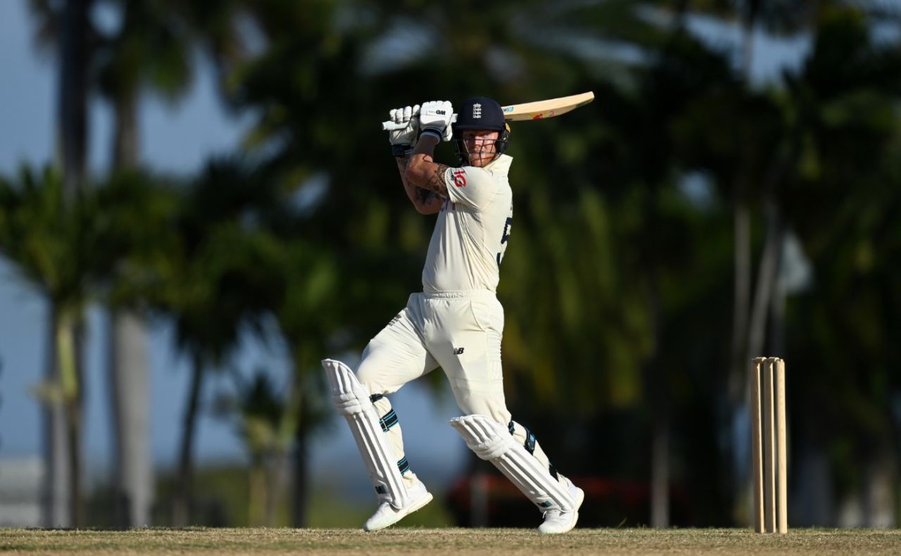 Ben Stokes bats during England's warm-up in Coolidge, CWI President's XI vs England XI, Tour match, Coolidge Cricket Ground, Antigua, March 3, 2022