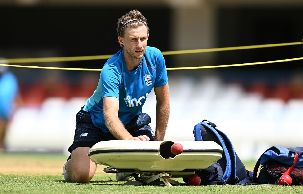 Joe Root feeds balls during a training drill, Antigua, March 6, 2022