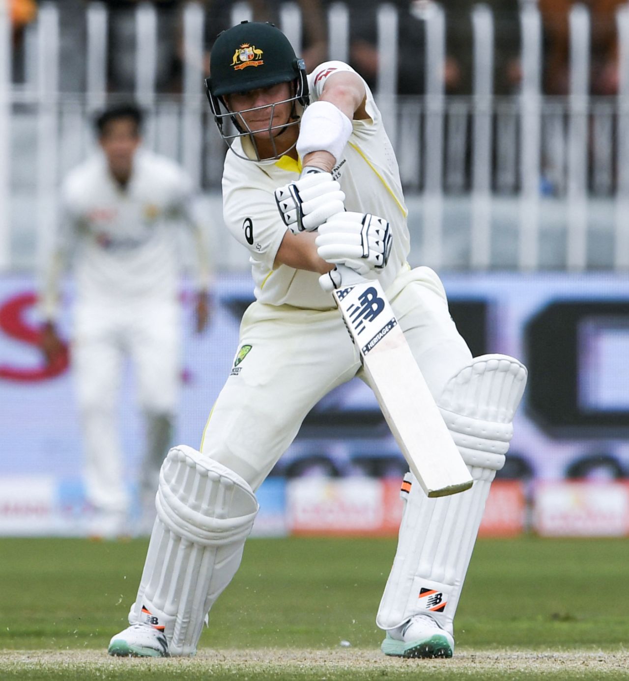 Steven Smith angles the ball away towards point, Pakistan vs Australia, 1st Test, Rawalpindi, 4th day, March 7, 2022