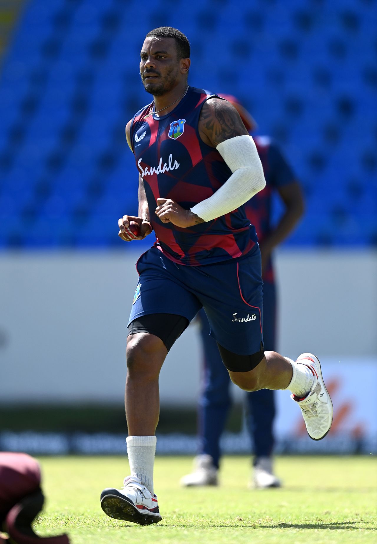 Shannon Gabriel trained with the Test squad as continued his rehab after injury, Antigua, March 7, 2022