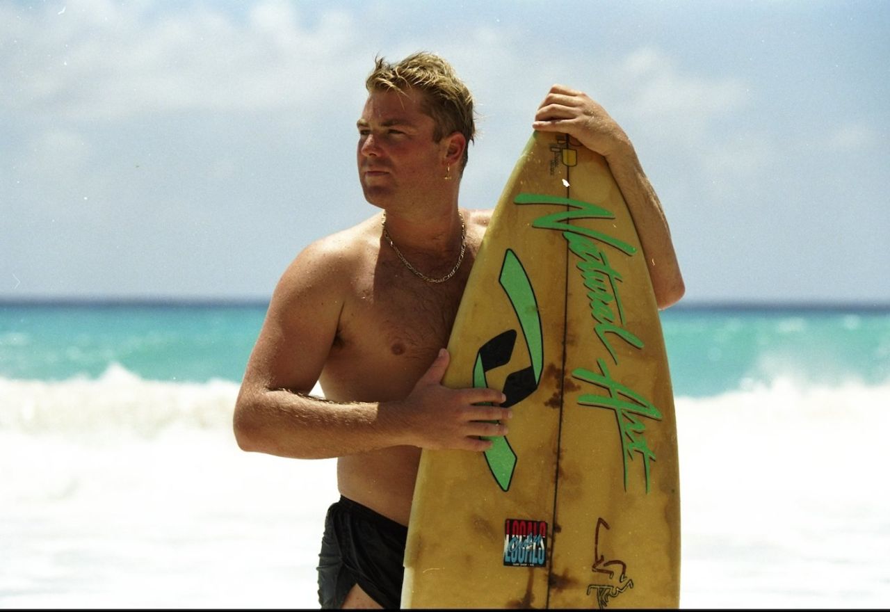 Shane Warne goes surfing, Australia's tour of the West Indies, April 01, 1995