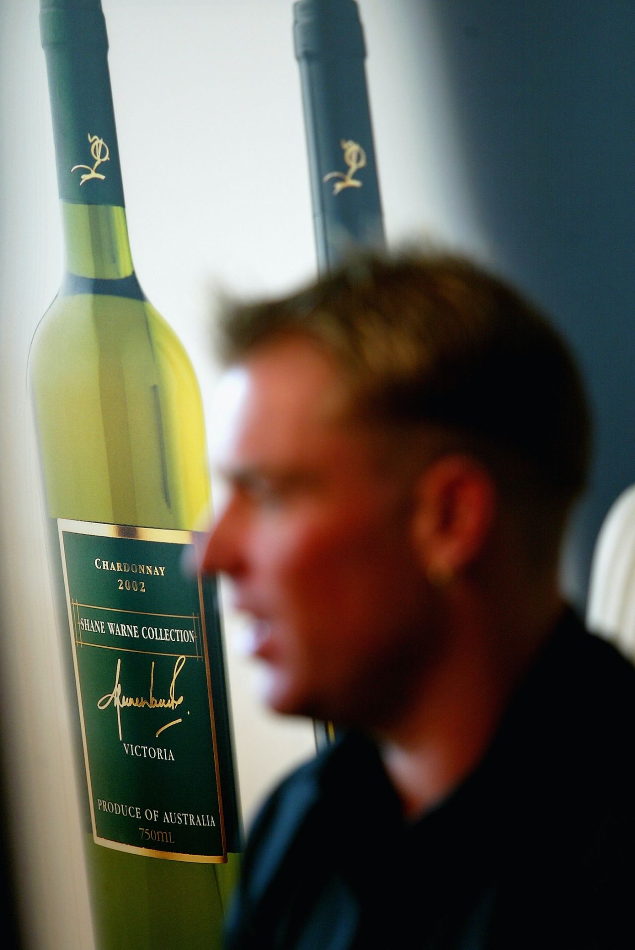 Shane Warne at the launch of a new line of Australian wines in his name, Crown Casino, Melbourne, October 29, 2002.