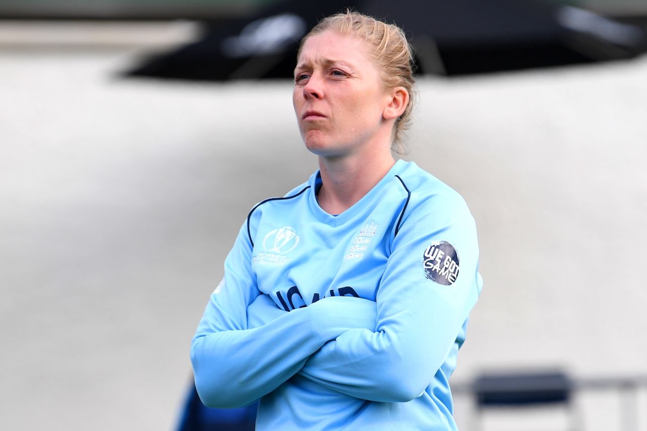 Heather Knight wears a despondent look after England's defeat, England vs West Indies, Women's World Cup 2022, Dunedin, March 9, 2022
