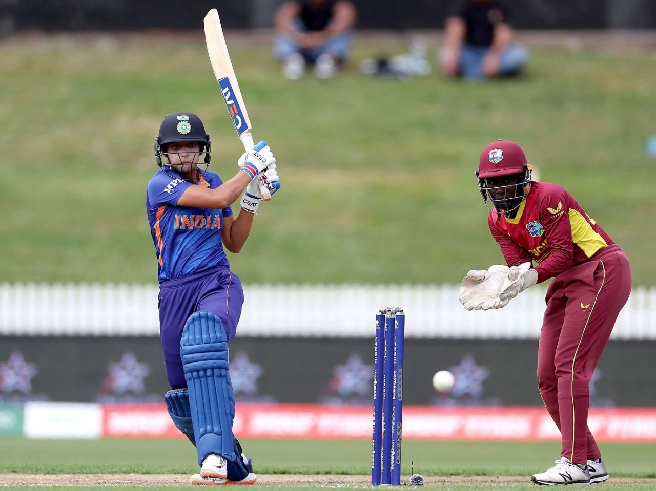 Harmanpreet Kaur pulls one through square leg, West Indies vs India, Women's World Cup 2022, Hamilton, March 12, 2022