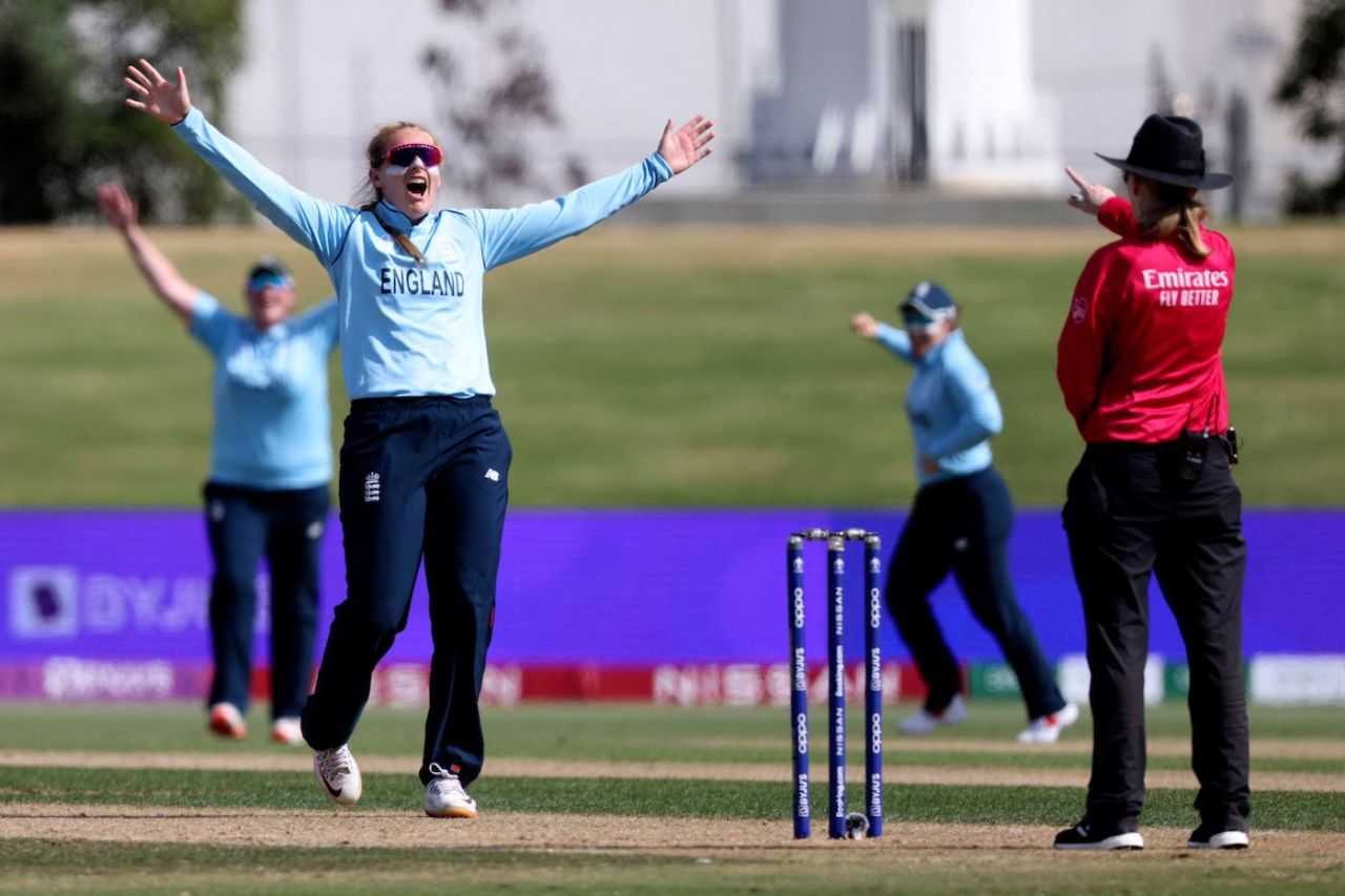 Sophie Ecclestone appeals successfully, England vs India, Women's World Cup 2022, Mount Maunganui, March 16, 2022