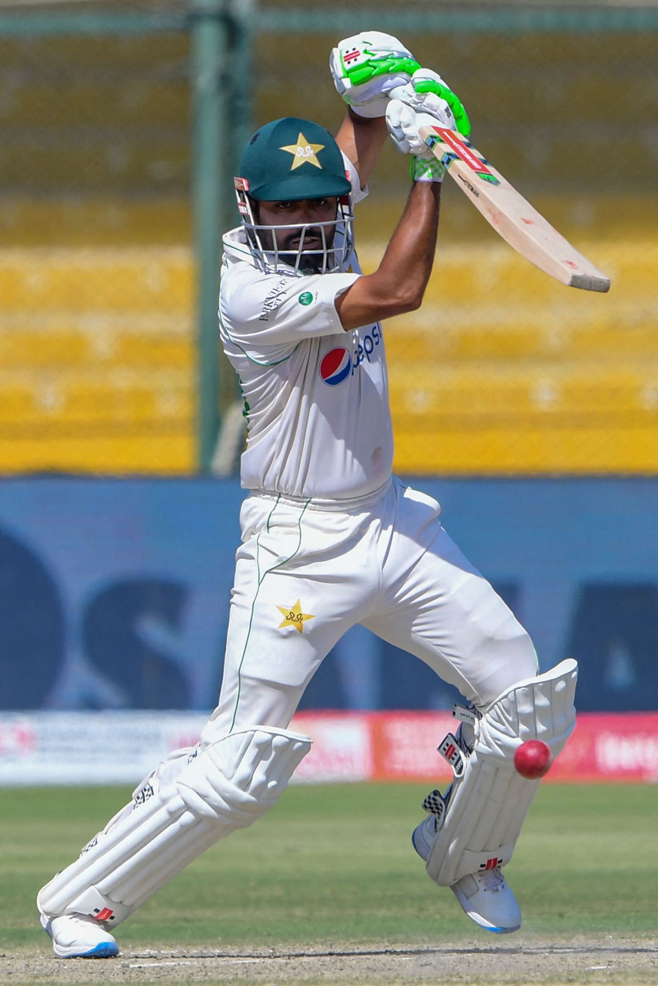 Babar Azam drives off the back foot, Pakistan vs Australia, 2nd Test, Karachi, March 16, 2022