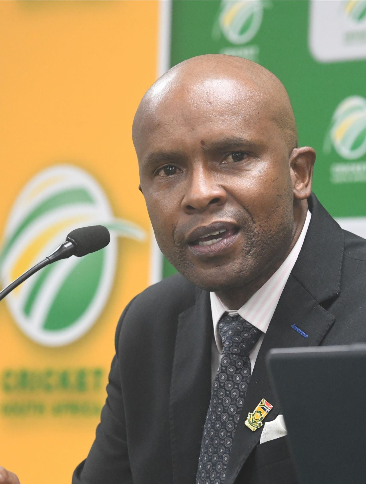 Pholetsi Moseki speaks at a press conference, March 16, 2022