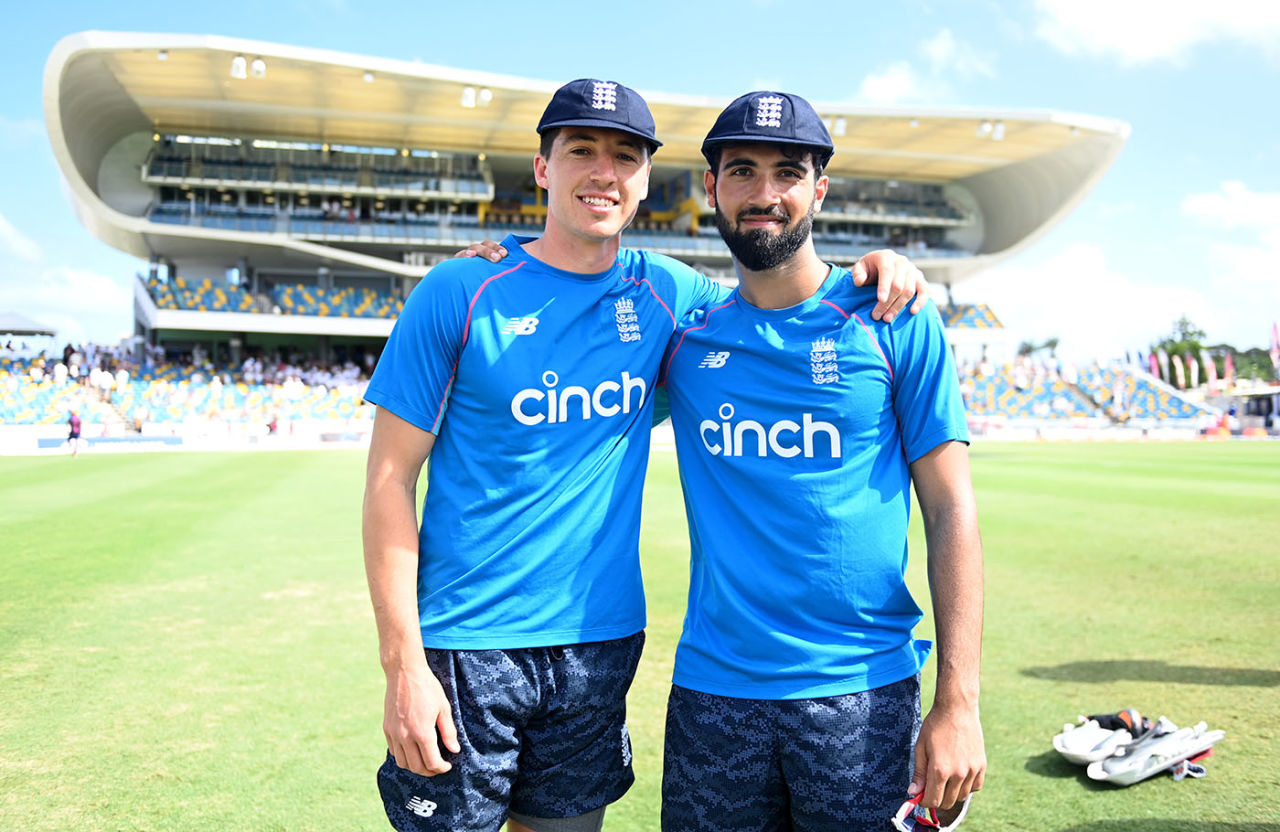 Matt Fisher and Saqib Mahmood made their England Test debuts, West Indies vs England, 2nd Test, Kensington Oval, Barbados, 1st day, March 16, 2022