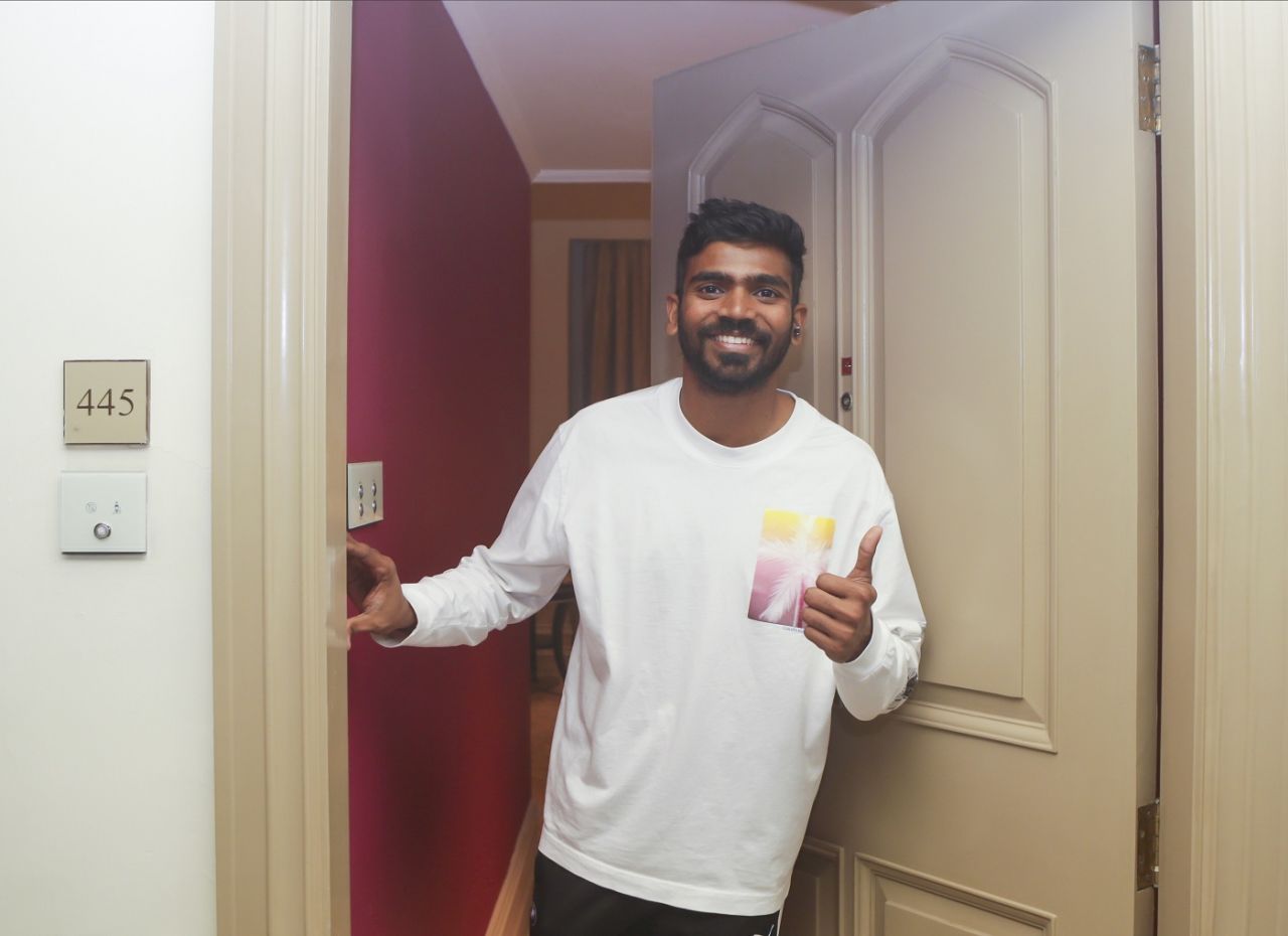 KS Bharat at Delhi Capitals' team hotel ahead of IPL 2022, Mumbai, March 16, 2022