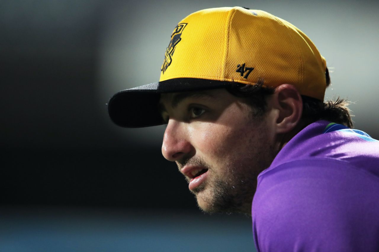 Tim David wears the golden cap after his maiden BBL half-century, Hobart Hurricanes vs Sydney Sixers, BBL, Hobart, December 10, 2020