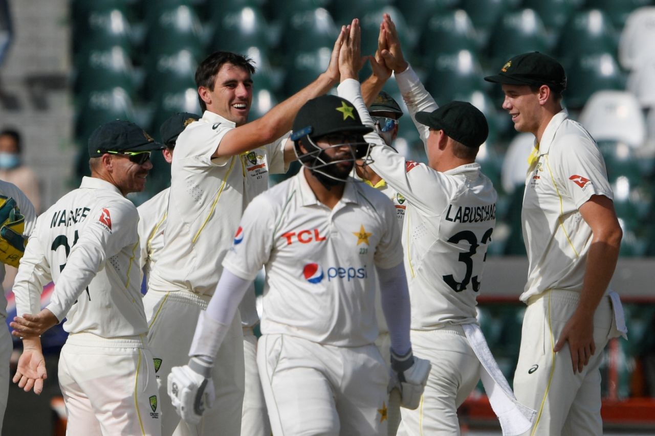 Pat Cummins is all smiles after getting Imam-ul-Haq cheaply, Pakistan vs Australia, 3rd Test, Lahore, 2nd day, March 22, 2022