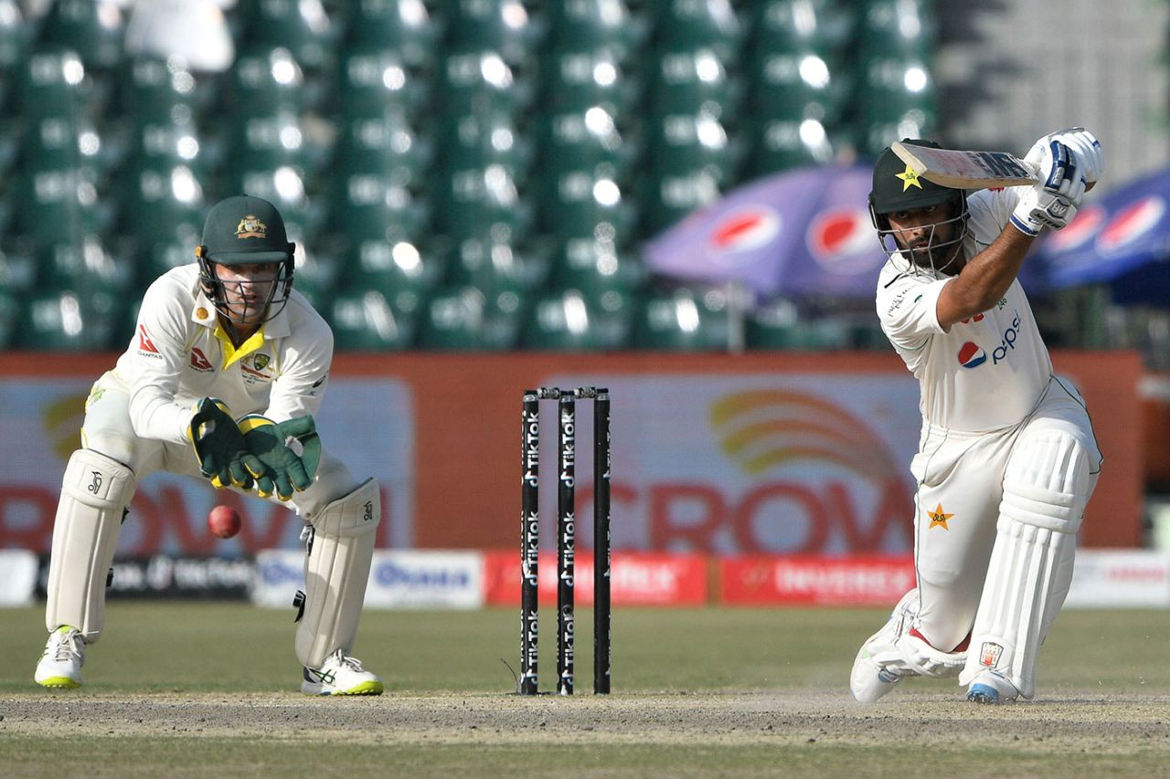 Abdullah Shafique drives, Pakistan vs Australia, 3rd Test, Lahore, 2nd day, March 22, 2022
