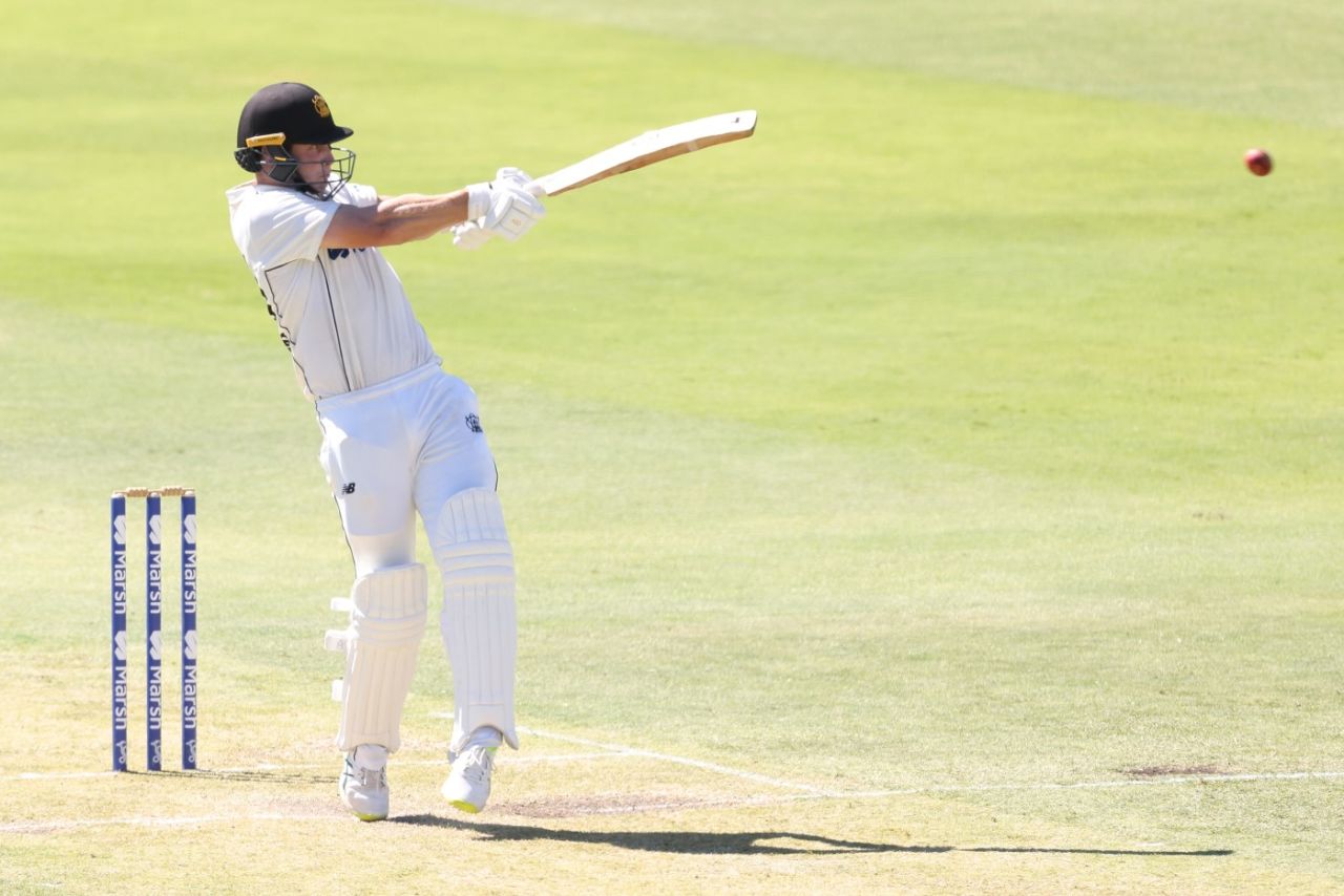 Hilton Cartwright hammers a pull shot, Western Australia vs Victoria, Sheffield Shield, day 2, Perth, March 24, 2022