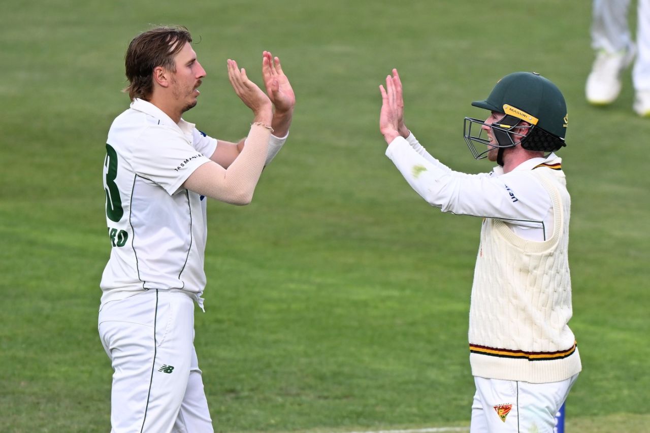 Sam Rainbird claimed record match figures of 13 for 42, Tasmania vs Queensland, Sheffield Shield, day 2, Hobart, March 24, 2022