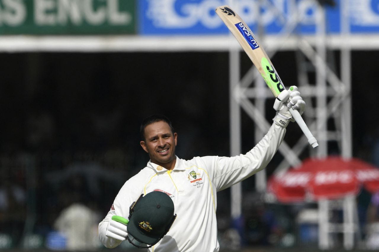 Usman Khawaja sports a smile after bringing up his second century of the series, Pakistan vs Australia, 3rd Test, Lahore, 4th day, March 24, 2022