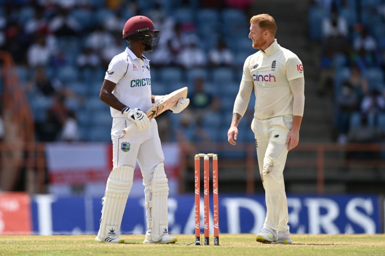 Kraigg Brathwaite resisted Ben Stokes in the first hour of the second day, West Indies vs England, 3rd Test, Grenada, 2nd day, March 25, 2022