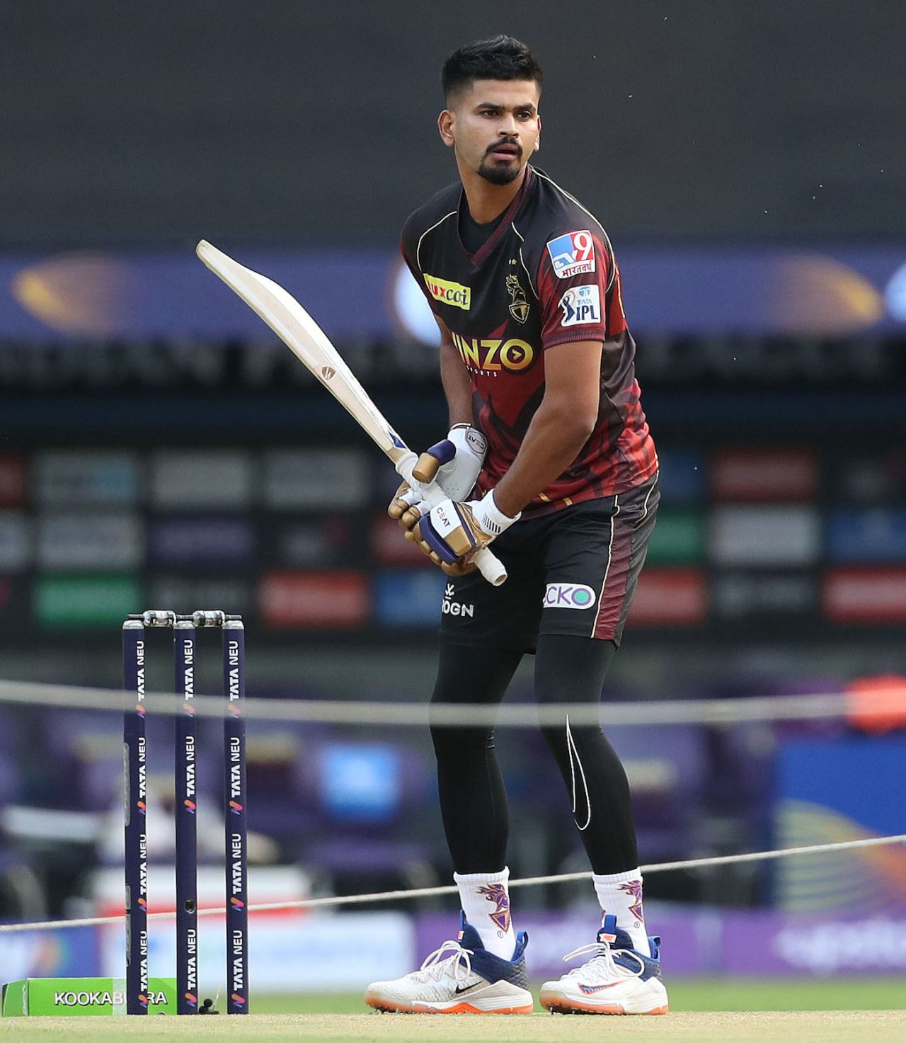 Shreyas Iyer has a hit in the nets before his debut for Kolkata Knight Riders, Chennai Super Kings vs Kolkata Knight Riders, IPL 2022, Mumbai, March 26, 2022