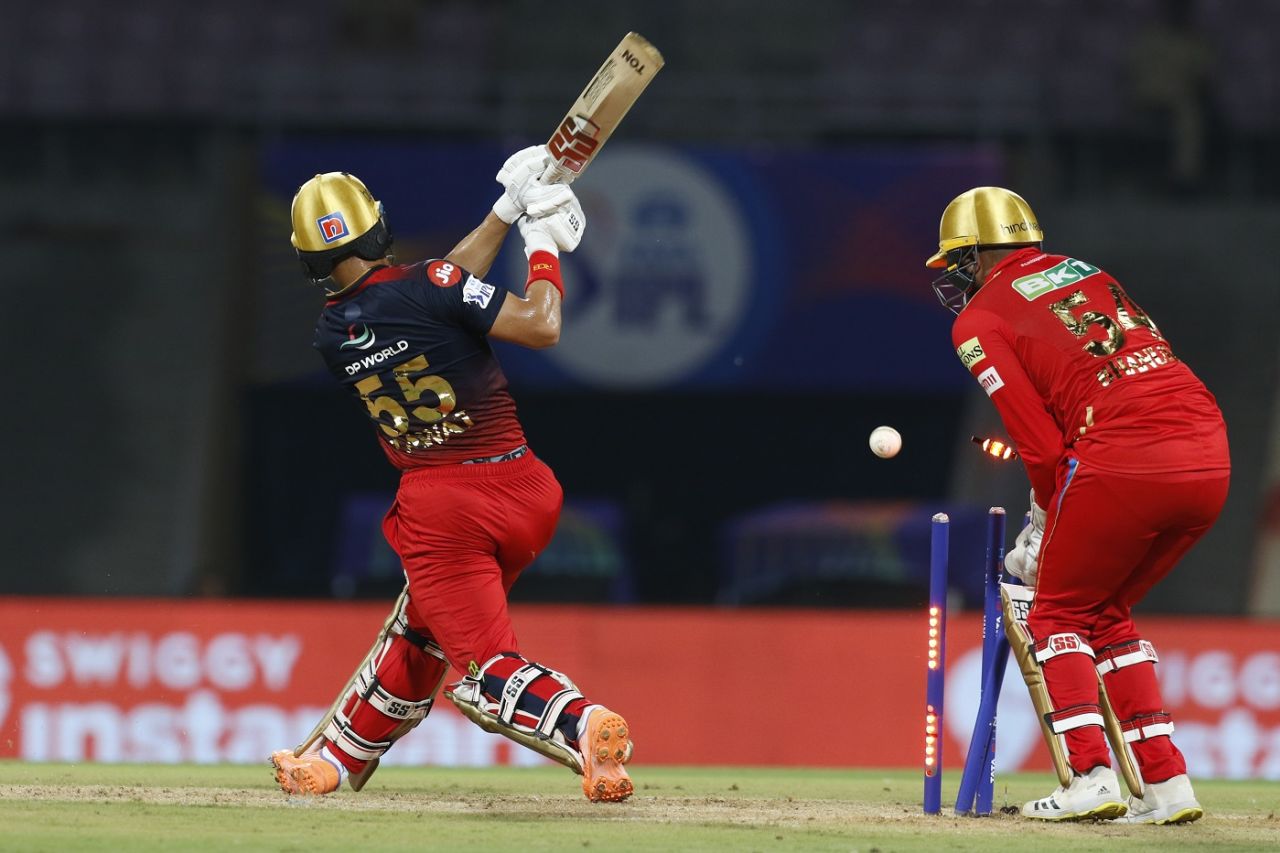 Anuj Rawat was bowled by Rahul Chahar, Punjab Kings vs Royal Challengers Bangalore, IPL 2022, DY Patil Stadium, Mumbai, March 27, 2022