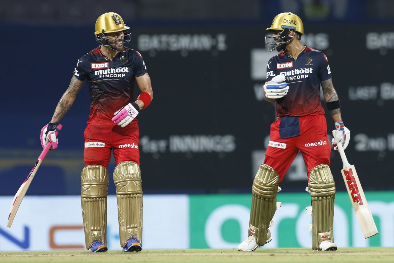 Faf du Plessis and Virat Kohli made a strong start to life as RCB team-mates, Punjab Kings vs Royal Challengers Bangalore, IPL 2022, DY Patil Stadium, Mumbai, March 27, 2022