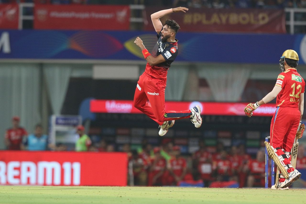 Mohammed Siraj has recently taken to celebrating his wickets like Cristiano Ronaldo celebrates a goal, Punjab Kings vs Royal Challengers Bangalore, IPL 2022, Mumbai, March 27, 2022