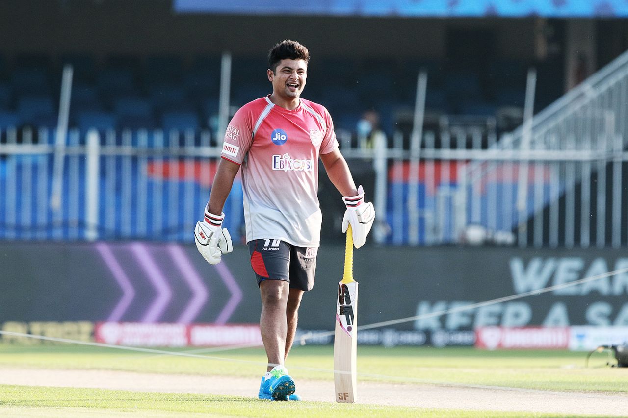 Sarfaraz Khan has a laugh, Kings XI Punjab v Rajasthan Royals, IPL 2020, Sharjah, September 27, 2020