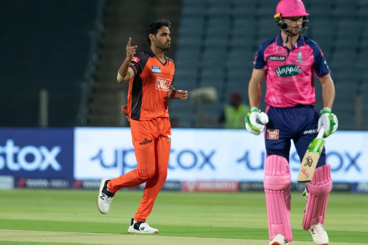 Bhuvneshwar Kumar thought he'd dismissed Jos Buttler, but it was off a no-ball, Rajasthan Royals vs Sunrisers Hyderabad, IPL 2022, Pune, March 29, 2022