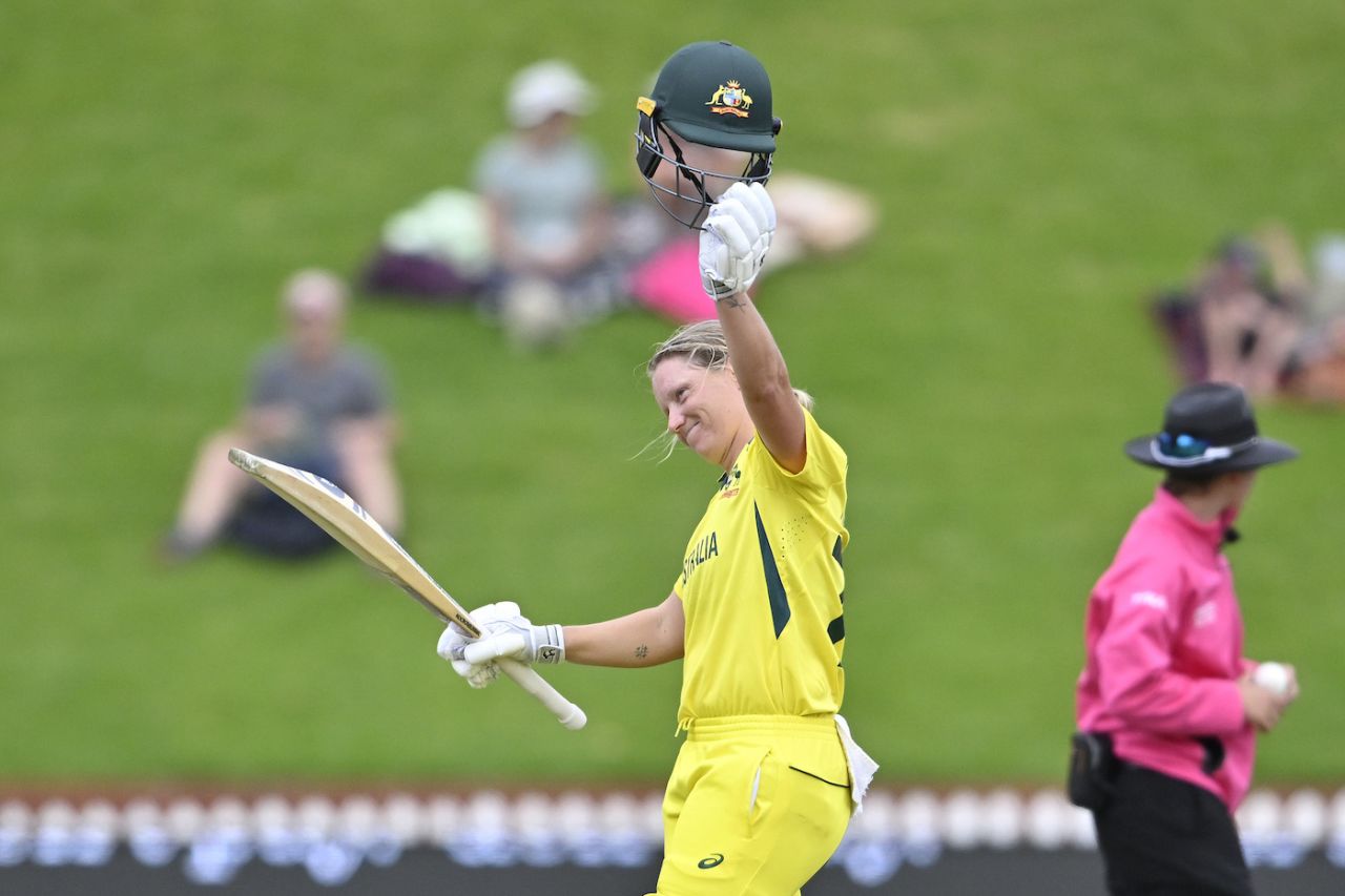 Alyssa Healy brings up her century, Australia vs West Indies, 1st semi-final, 2022 Women's ODI World Cup, Wellington, March 30, 2022