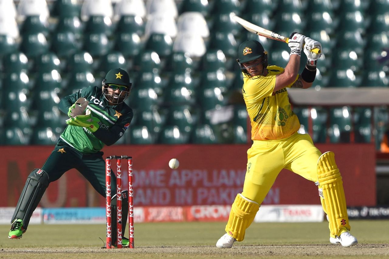 Ben McDermott smacks one through the off side, Pakistan vs Australia, 2nd ODI, Lahore, March 31, 2022
