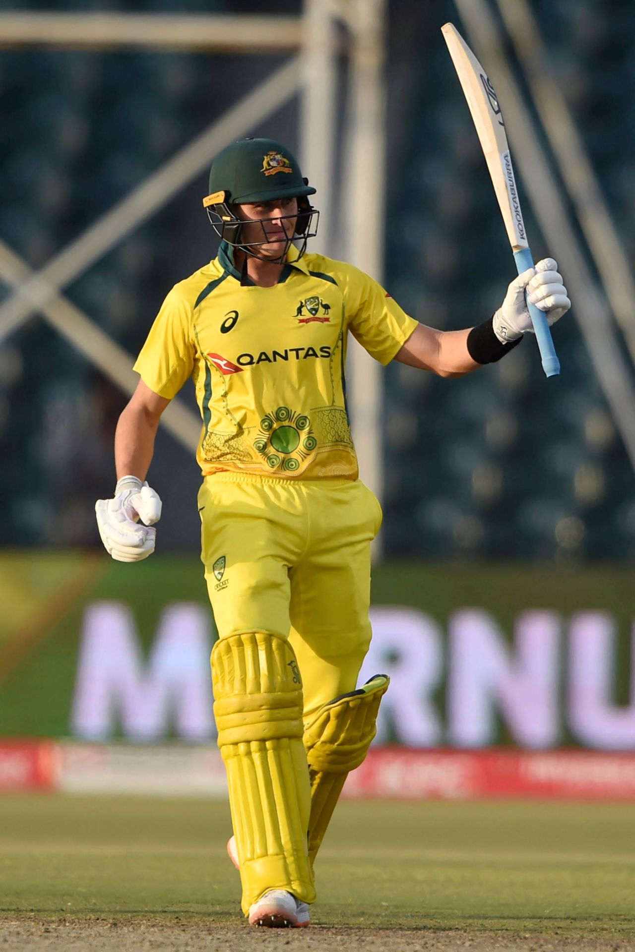 Marnus Labuschagne acknowledges the applause on getting to a fifty, Pakistan vs Australia, 2nd ODI, Lahore, March 31, 2022