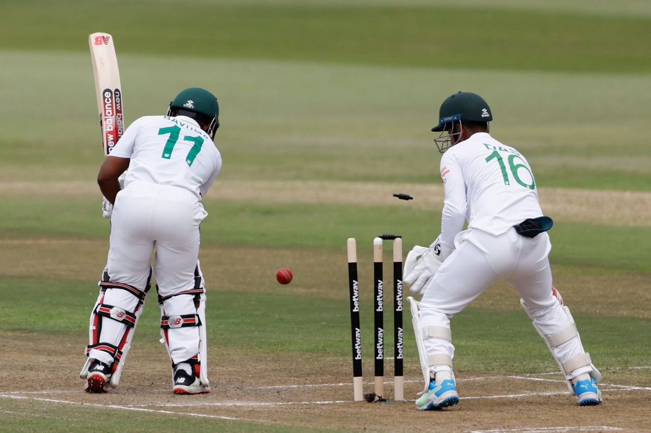 Temba Bavuma is bowled for 93, South Africa vs Bangladesh, 1st Test, Durban, April 1, 2022