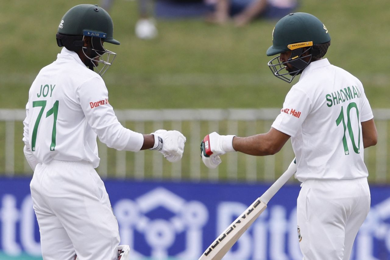 Mahmudul Hasan Joy and Shadman Islam get together, South Africa vs Bangladesh, 1st Test, Durban, April 1, 2022 