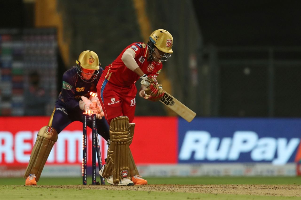 Raj Bawa was bowled by Sunil Narine for 11 off 13, Punjab Kings vs Kolkata Knight Riders, IPL 2022, Wankhede Stadium, Mumbai, April 1, 2022