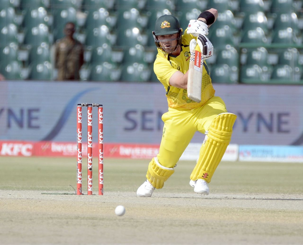 Ben McDermott drives, Pakistan vs Australia, 3rd ODI, Lahore, April 2, 2022