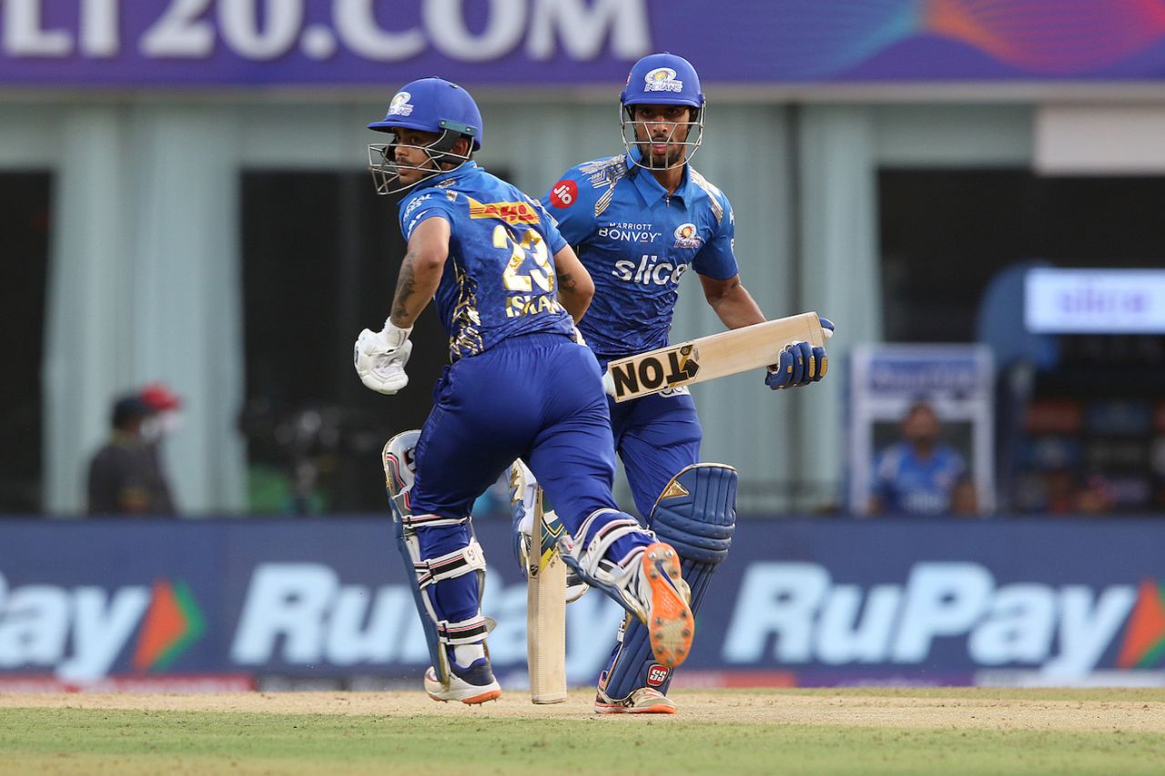 Ishan Kishan and Tilak Varma put up a half-century stand for the third wicket, Mumbai Indians vs Rajasthan Royals, IPL 2022, Mumbai, April 2, 2022