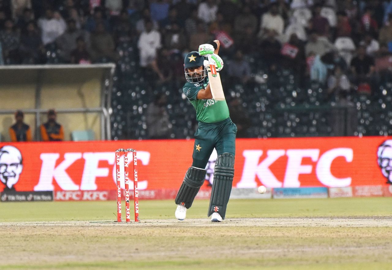 Babar Azam punches down the ground, Pakistan vs Australia, 3rd ODI, Lahore, April 2, 2022