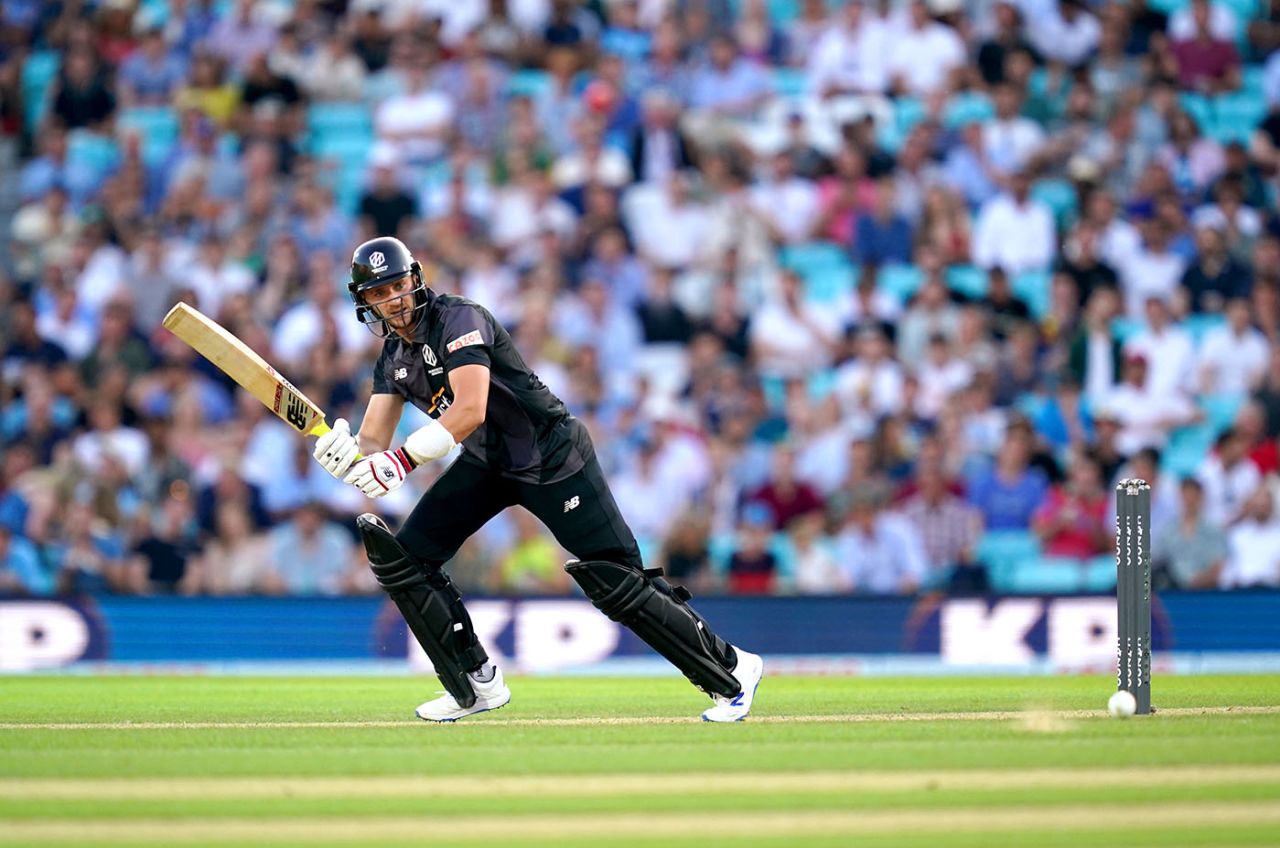 Joe Clarke whips through the leg side, Oval Invincibles vs Manchester Originals, the men's Hundred, The Oval, July 22, 2021
