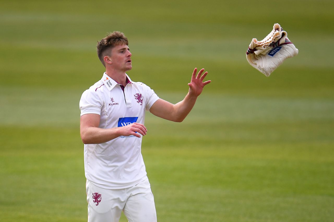 Tom Abell catches his jumper, Somerset vs Gloucestershire, pre-season friendly, Taunton, March 28, 2022