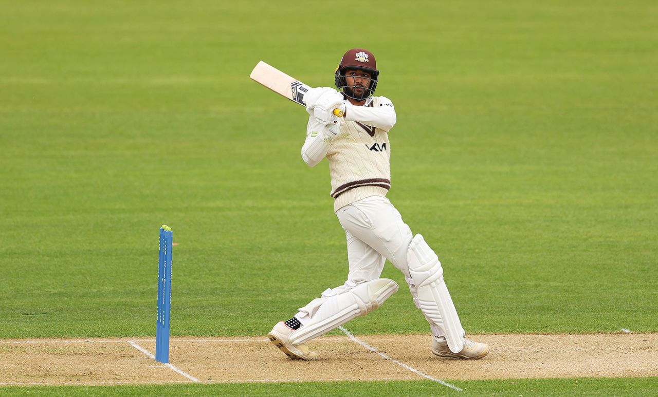 Ryan Patel put the champions on the back foot with a 52-ball fifty, Warwickshire vs Surrey, LV= Insurance Championship, Division One, Edgbaston, April 7, 2022