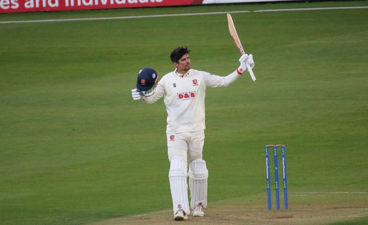Alastair Cook reaches his hundred at Chelmsford, Essex vs Kent, County Championship, 1st day, Chelmsford, April 7, 2022