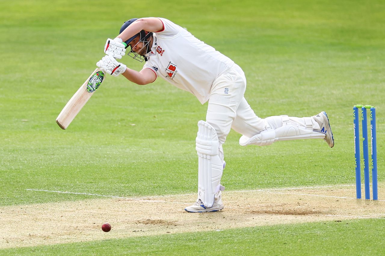 Matt Critchley clips into the leg side during his hundred, Essex vs Kent, LV= Insurance Championship, Division One, April 8, 2022