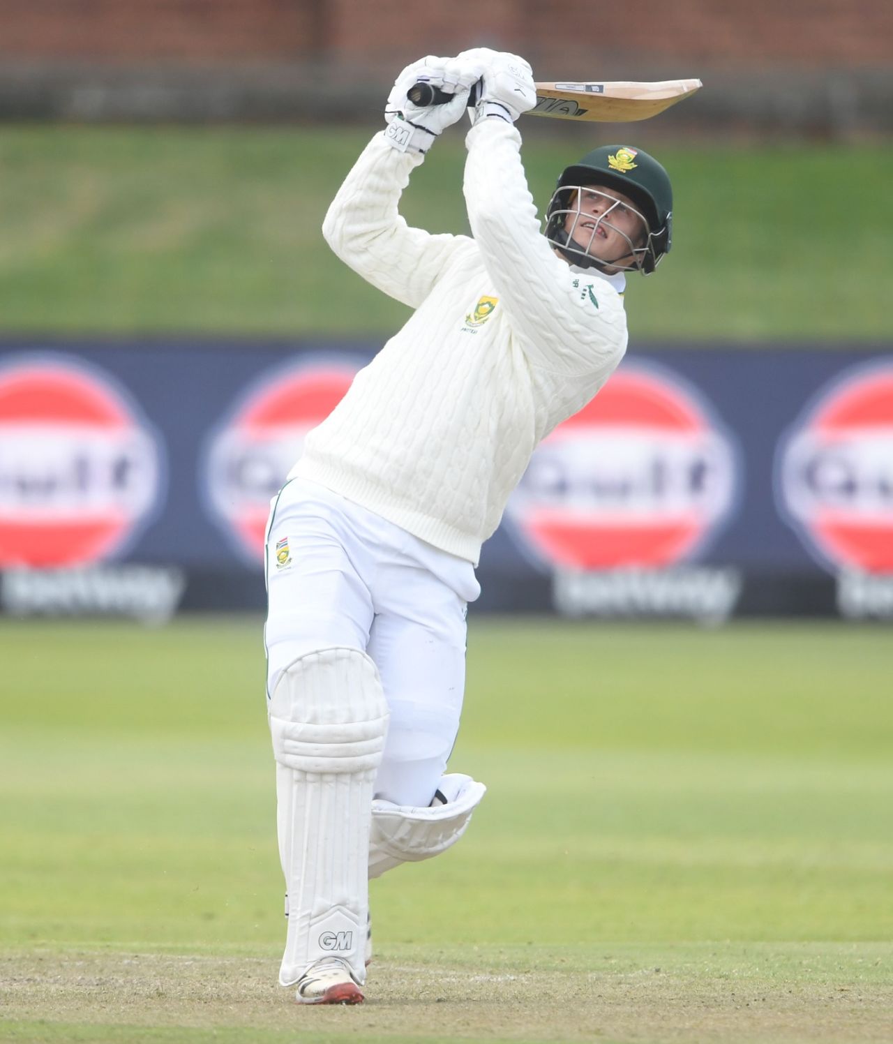 Ryan Rickelton skips down to hit one out of the park, South Africa v Bangladesh, 2nd Test, Gqeberha, 1st day, April 8, 2022