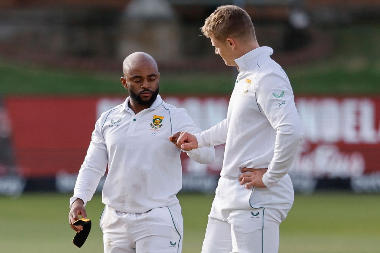 Temba Bavuma and Ryan Rickelton shared a crucial fourth-wicket stand, South Africa v Bangladesh, 2nd Test, Gqeberha, 1st day, April 8, 2022