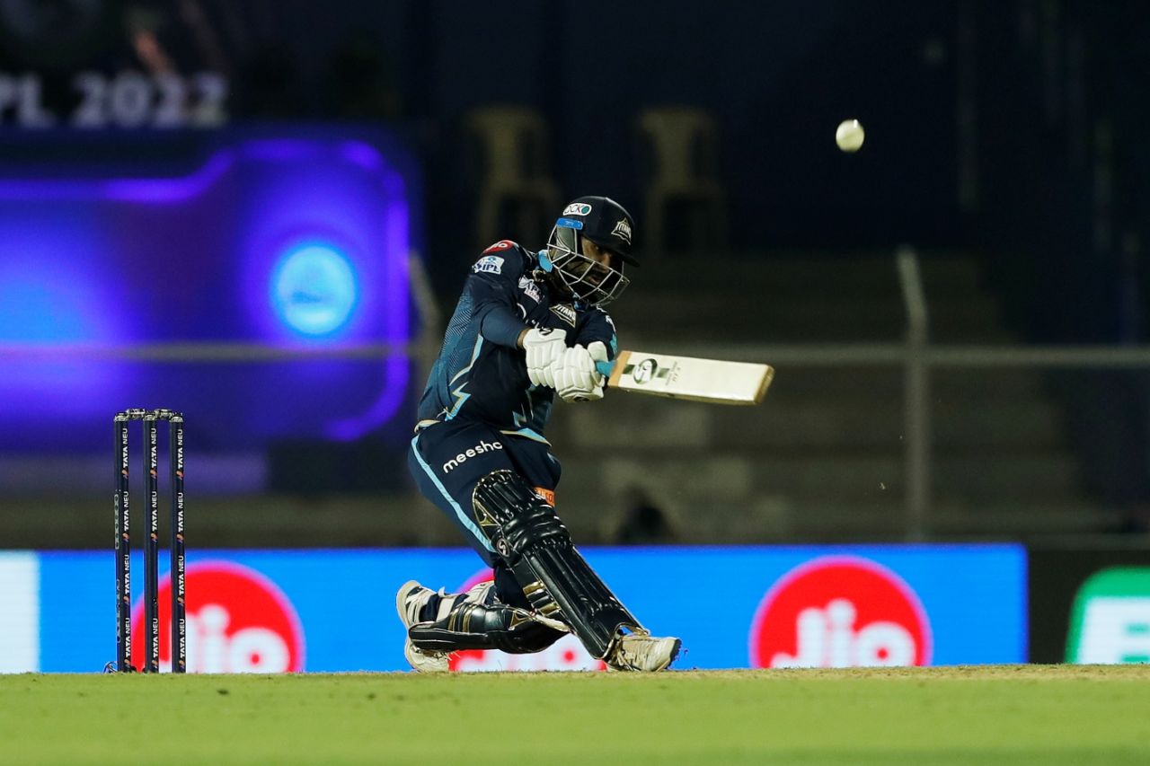 Rahul Tewatia tees off at the close, Gujarat Titans vs Punjab Kings, IPL 2022, Brabourne Stadium, Mumbai, April 8, 2022