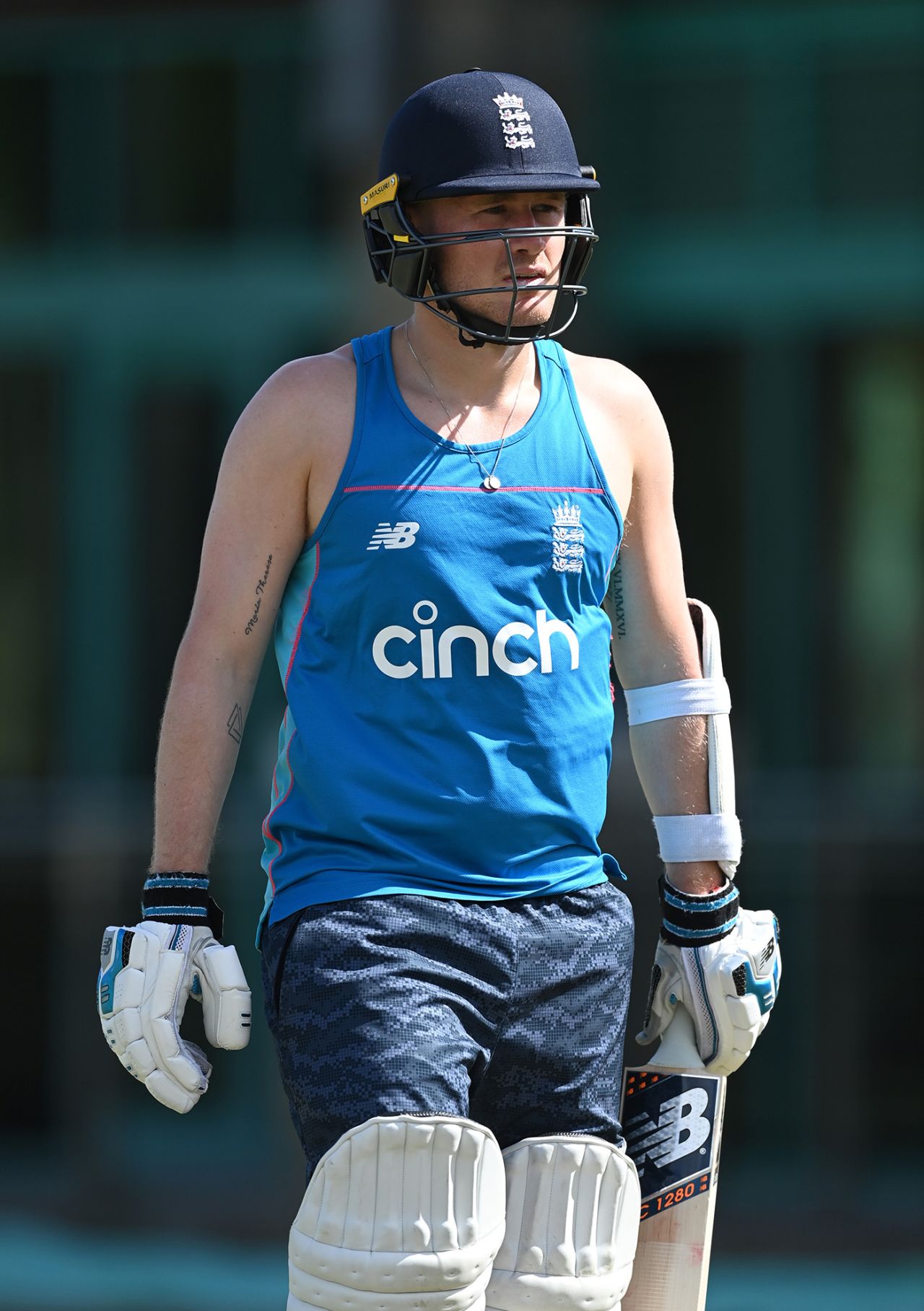 Matt Parkinson has been working on his batting, England nets, Coolidge, Antigua, February 28, 2022