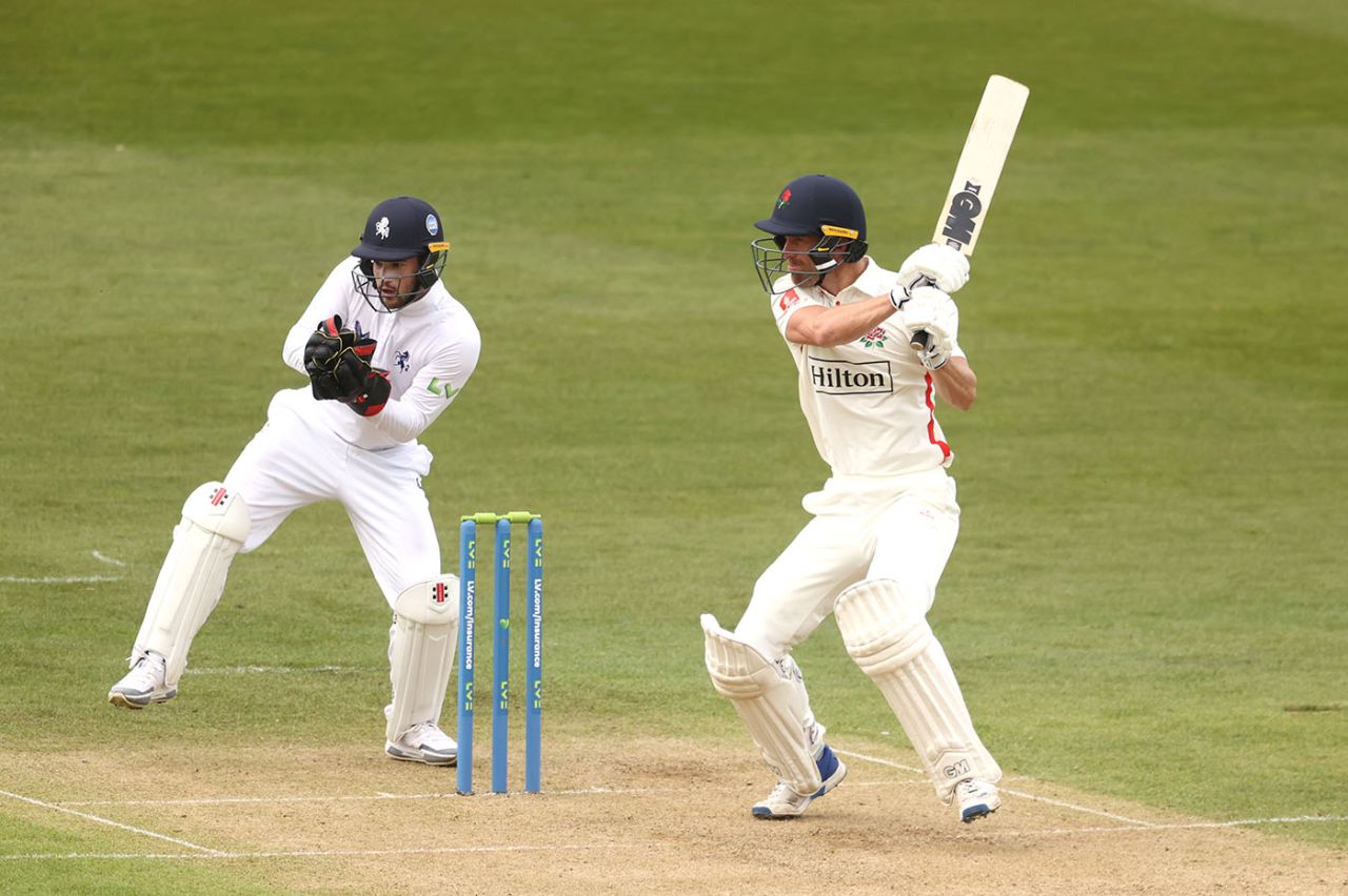 Dane Vilas works one to the off side, Kent vs Lancashire, LV= Insurance County Championship division one, 1st day, Canterbury, April 14, 2022