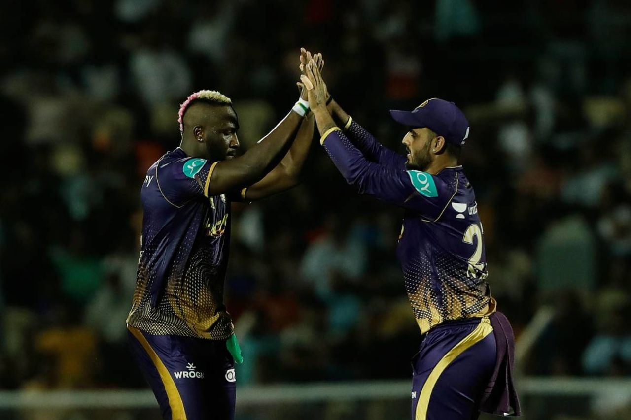 Andre Russell celebrates the wicket of Kane Williamson, SRH v KKR, IPL 2022, Brabourne Stadium, Mumbai, April 15, 2022