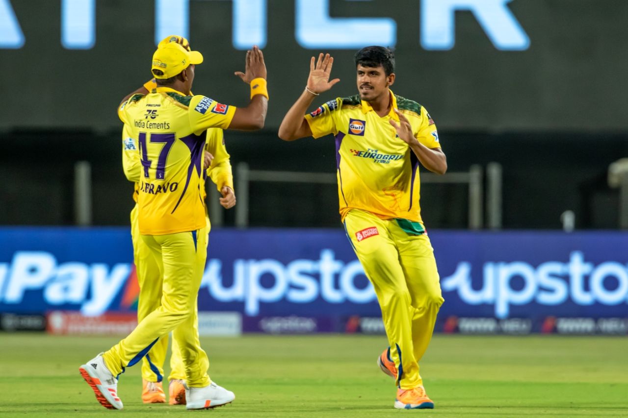 Maheesh Theekshana celebrates the wicket of Vijay Shankar, Gujarat Titans vs Chennai Super Kings, IPL 2022, Pune, April 17, 2022